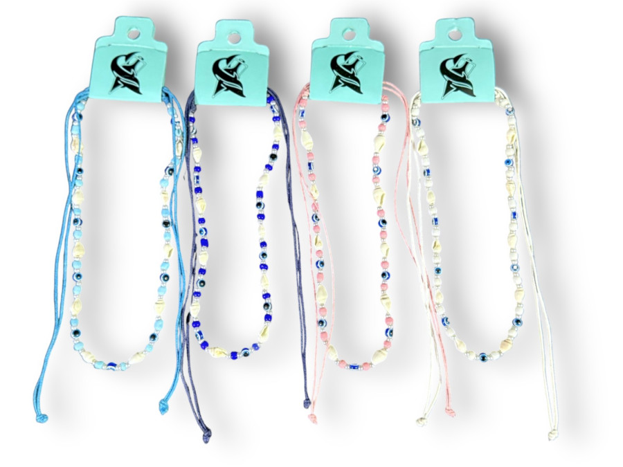 Y.C.MA-26205 OJO TURCO+SHELLS BLCO+BEADS 4 colors pack 12