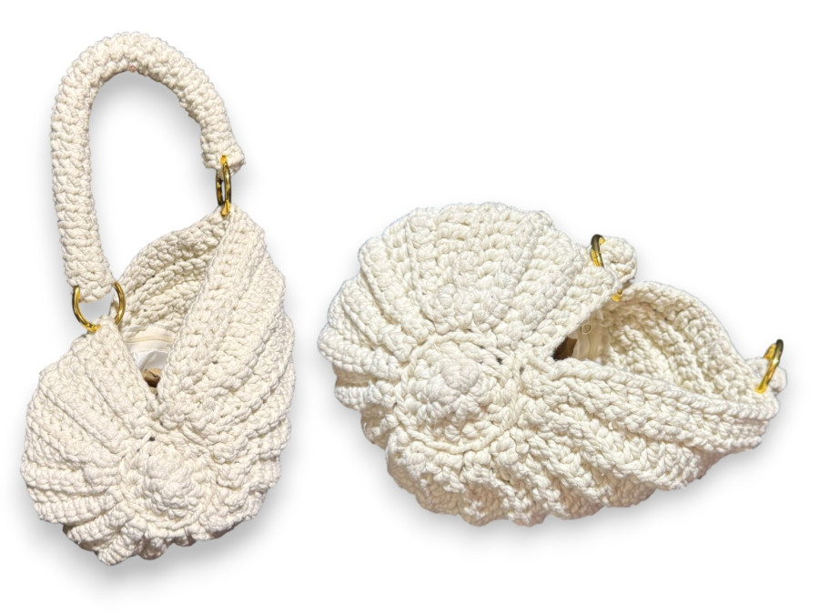 BOLSO CROCHET NAUTILUS CON BOLSILLO CREMA
