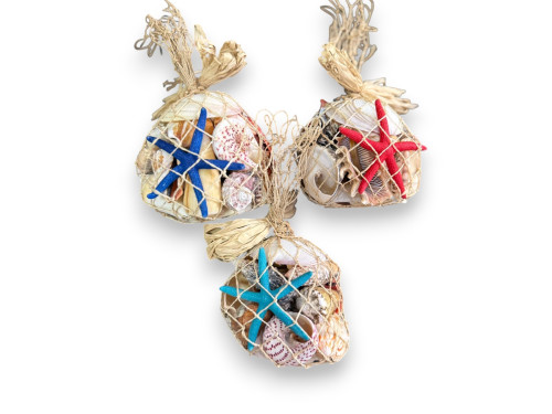 BOLSA CONCHA RAFIA CON ESTRELLA ( PACK 6 )