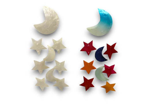 MOVIL CAPIZ STAR & MOON Blanco / multicolor Pack 12