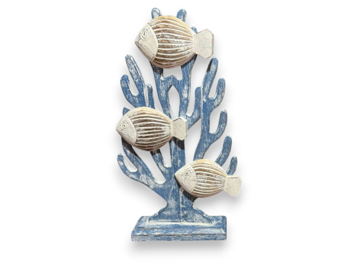 CORAL AZUL CON PECES BLCO/NATUR 45x25cm
