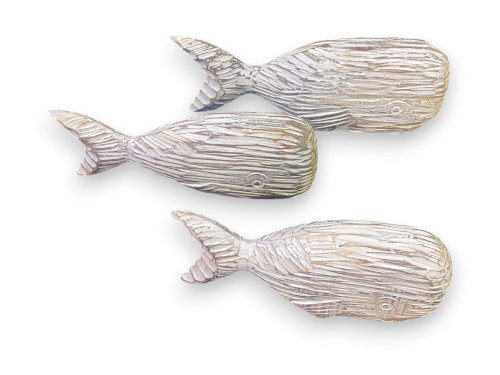 SET 3 BALLENAS RUSTIC BLCO. 25/30/35cm